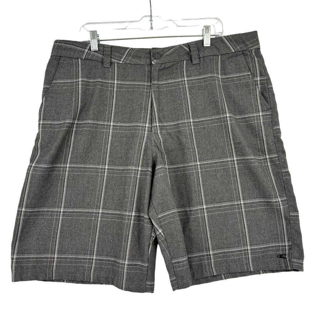 ONeill Shorts Men's Size 40 Gray Plaid Flat‎ Front with Pockets